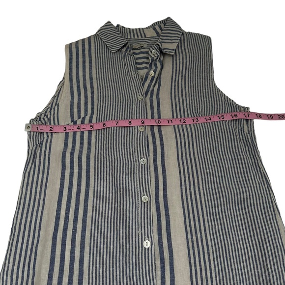 Lina Tomei | Striped Linen Blend Sleeveless Mini Dress Size S - Picture 9 of 12